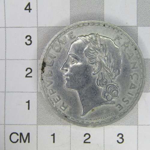 1945 France aluminum `B` 5 Franc - XF+