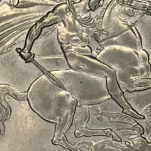 1951 Festival of Britain Crown - uncirculated not PL - with deep metal flaw from back to sword