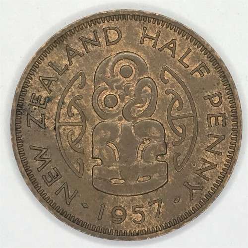 1957 New Zealand Half Penny with bag marks - uncirculated