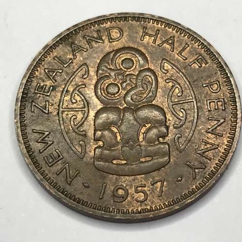 1957 New Zealand Half Penny with bag marks - uncirculated