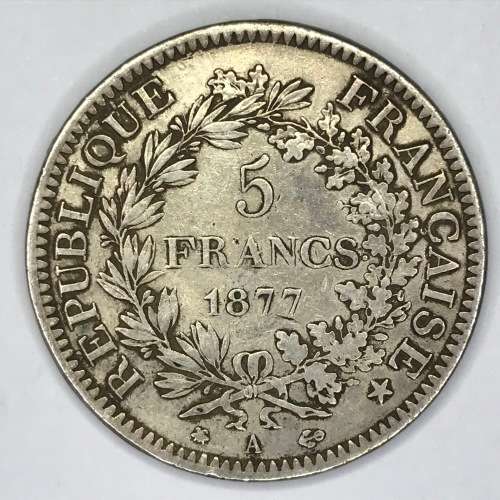 1877 France 5 Franc - VF