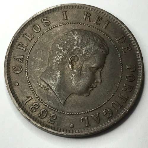 1892 Portugal 20 Reis - AU+