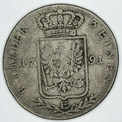 1791 E German States Prussia Silver 1/3 Thaler
