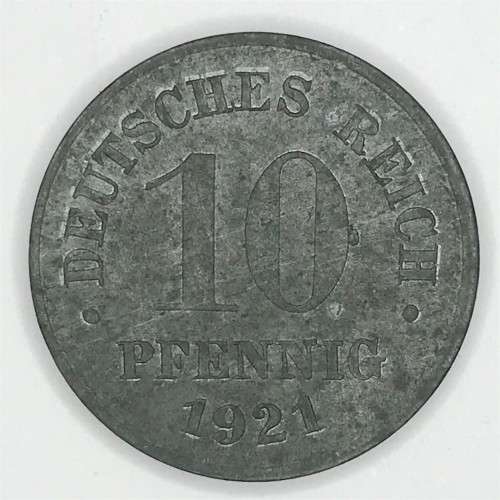 1921 German 10 Pfennig - spot next to 10