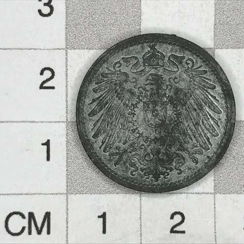 1921 German 10 Pfennig - error coin - zinc residue on rim - AU