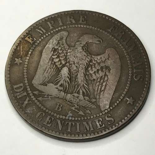 1854 France 10 Centimes `B` mintmark