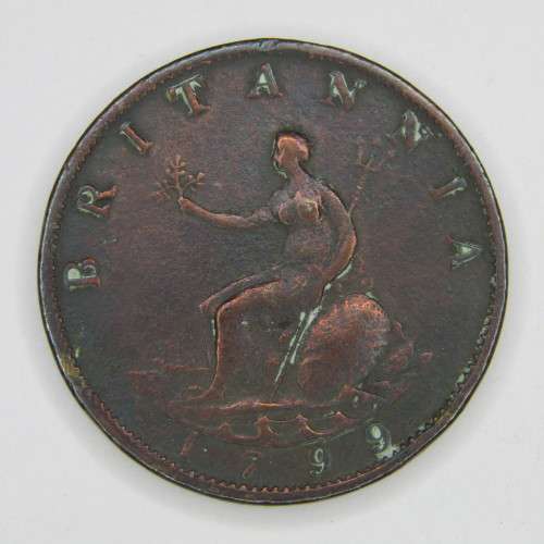 1799 Great Britain George 3 Half Penny - better than VF
