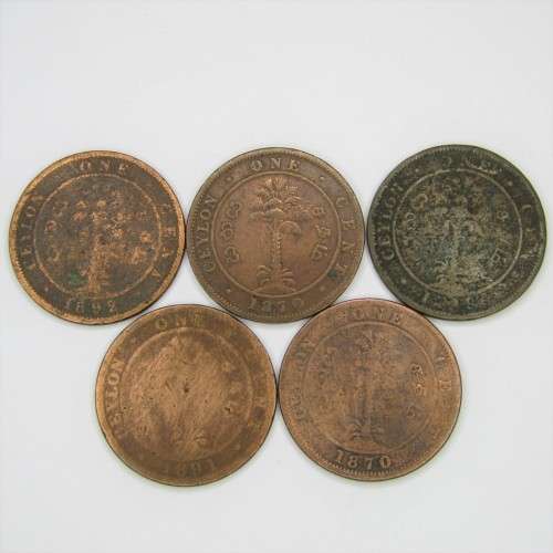 Lot of Pre 1900 Ceylon 1 Cent Coins - well used