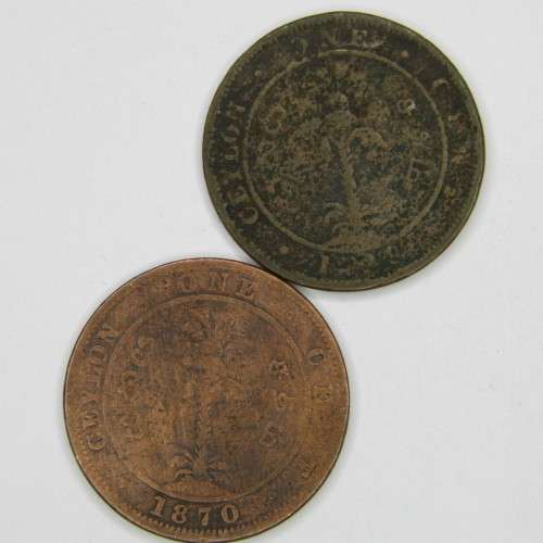 Lot of Pre 1900 Ceylon 1 Cent Coins - well used