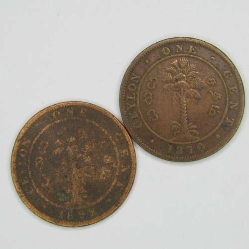 Lot of Pre 1900 Ceylon 1 Cent Coins - well used