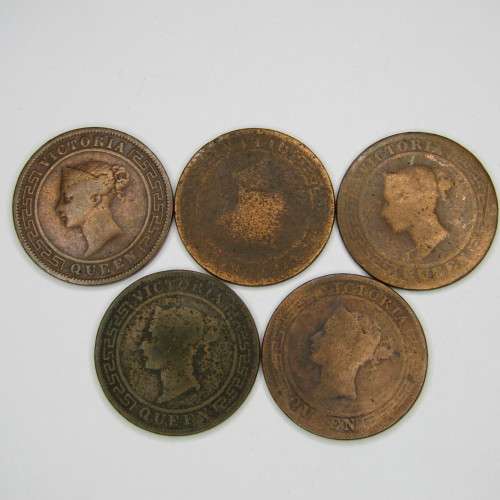 Lot of Pre 1900 Ceylon 1 Cent Coins - well used
