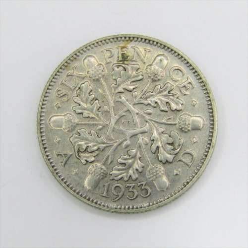 1933 Great Britain Sixpence - cracked die V to D