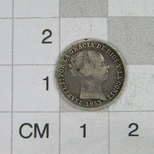 1853 Spain 1 Real - cracked die