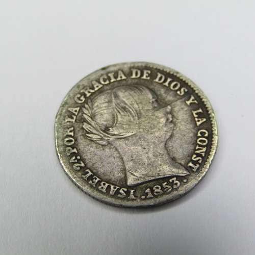 1853 Spain 1 Real - cracked die