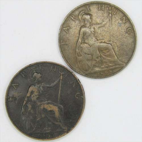 Lot of 8 Great Britain Victorian Farthings - some excellent