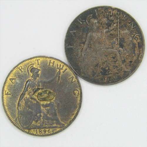 Lot of 8 Great Britain Victorian Farthings - some excellent