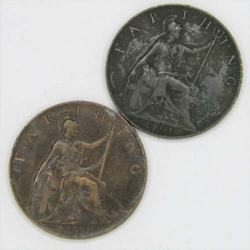 Lot of 8 Great Britain Victorian Farthings - some excellent