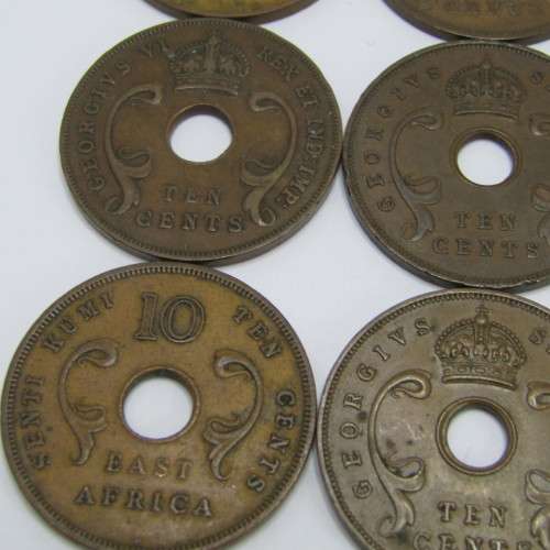 Lot of 16 East Africa 10 Cent coins - different years