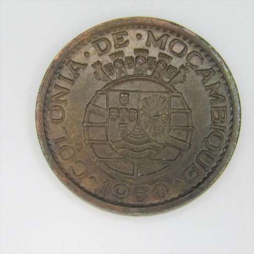1950 Mozambique Bronze 20 Centavos - AU+