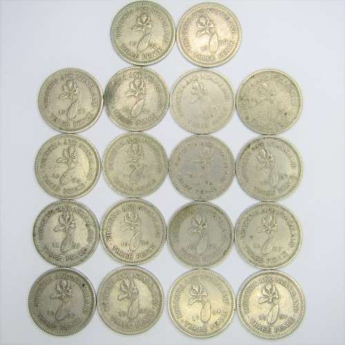 Full 3 sets of Rhodesia and Nyasaland tickeys - 1955, 1956, 1957, 1962, 1963 and 1964