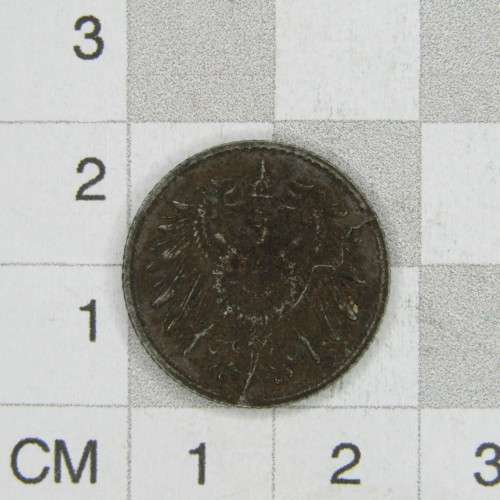 1916 German Empire 5 Pfennig with `G` mintmark - cracked die through shield