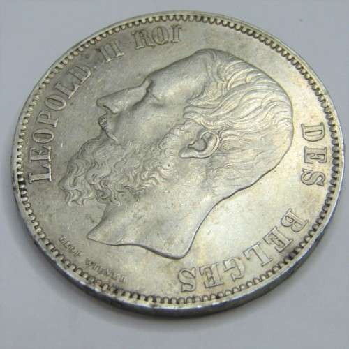1868 Belgium 5 Francs - position A.KM#24