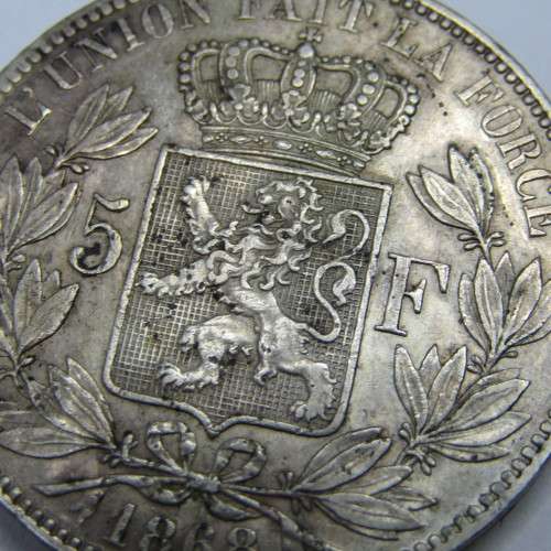 1868 Belgium 5 Francs - position A.KM#24