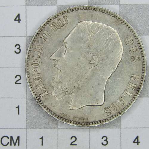 1868 Belgium 5 Francs - position A.KM#24