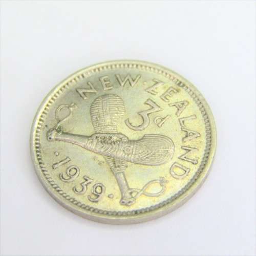 1939 New Zealand Silver 3d Three Pence - AU+
