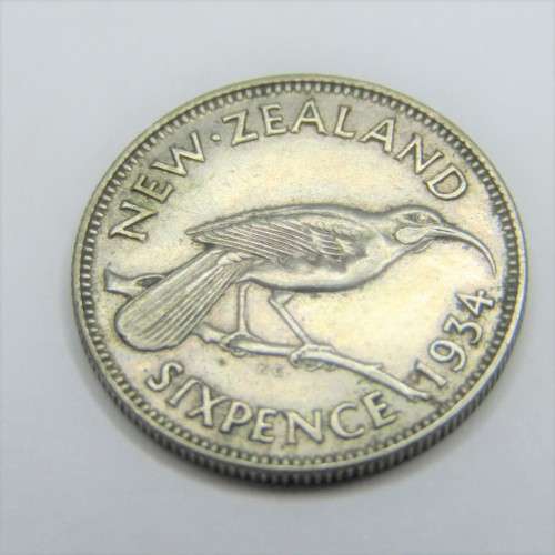 1934 New Zealand Sixpence - XF