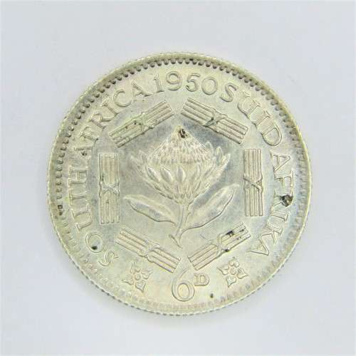 1950 SA Union 6d Sixpence - uncirculated