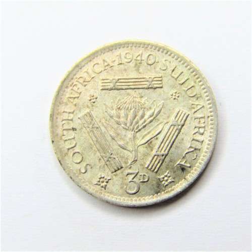 1940 SA Union 3d Tickey - uncirculated with some toning
