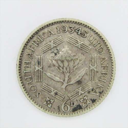 1934 SA Union Sixpence 6d - VF