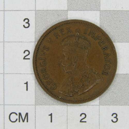 1935 SA Union Half Penny - EF - gash and hole in face