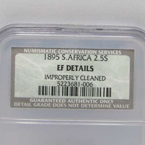 1895 ZAR Paul Kruger 2 1/2 Shilling Half Crown graded  - EF Details - improperly cleaned - by NCS