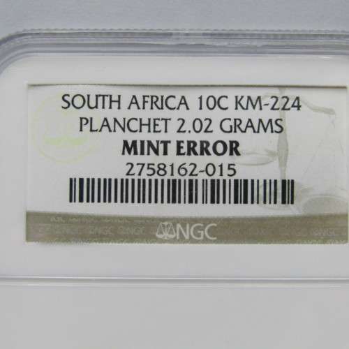 RSA 1 Cent Error coin - KM-224 Planchet 2.02 grams  by NGC
