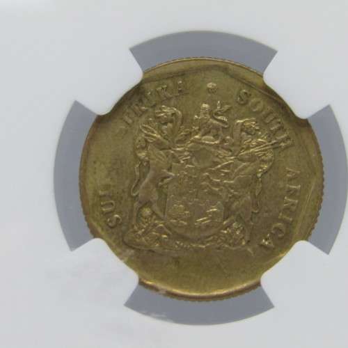 South Africa mint error 1990 ( to 1995 ) 50 cent with double reverse die breaks graded mint error MS