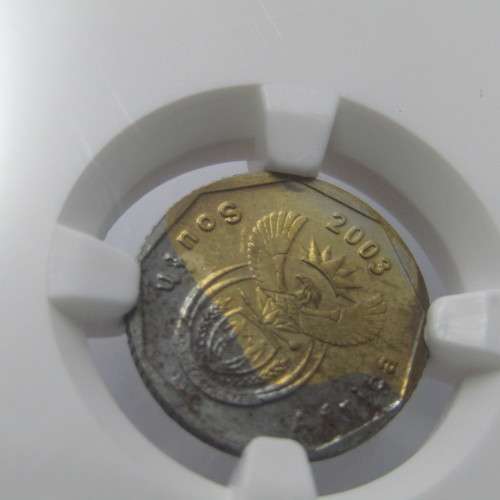 2003 South Africa Mint Error South Africa 10 cent Partially plated graded mint error MS61 by NGC