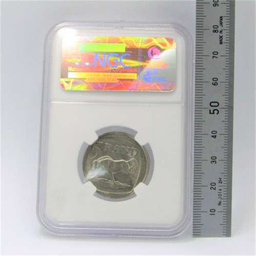 1995 South Africa Mint Error South Africa R5 broadstruck graded mint error MS 61 by NGC