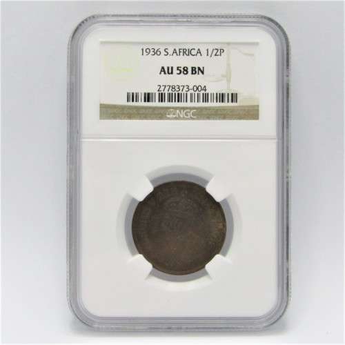 1936 SA Union 1/2P Half Penny graded AU 58 BN graded by NGC