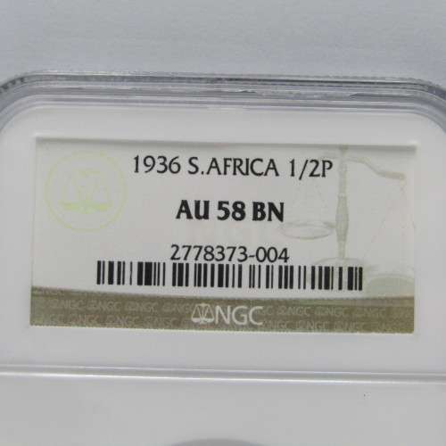 1936 SA Union 1/2P Half Penny graded AU 58 BN graded by NGC