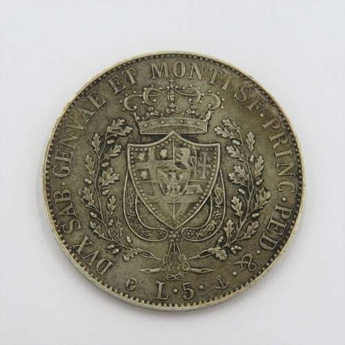 1825 P Sardinia 5 Lire with anchor mint mark - Weighs only 18,6 g - Probably reproduction