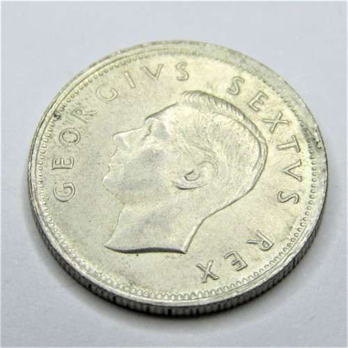 1951 SA Union shilling with cracked die Reverse and Rim Flaw OBV - AU+