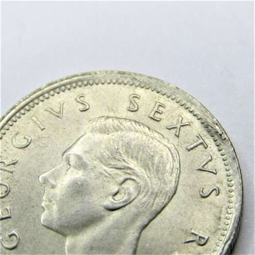 1951 SA Union shilling with cracked die Reverse and Rim Flaw OBV - AU+