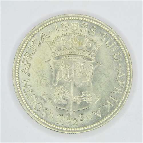 1958 SA Union half crown - Choice UNC - Cracked die reverse