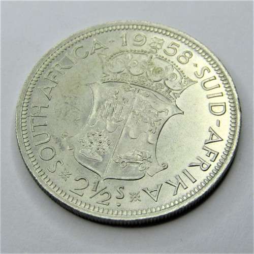 1958 SA Union half crown - Choice UNC - Cracked die reverse