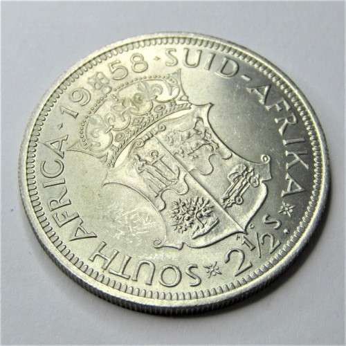 1958 SA Union half crown - Choice UNC - Cracked die reverse