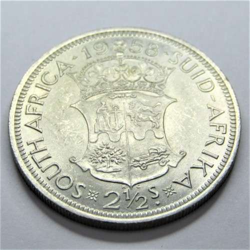 1958 SA Union half crown - Choice UNC - Cracked die reverse