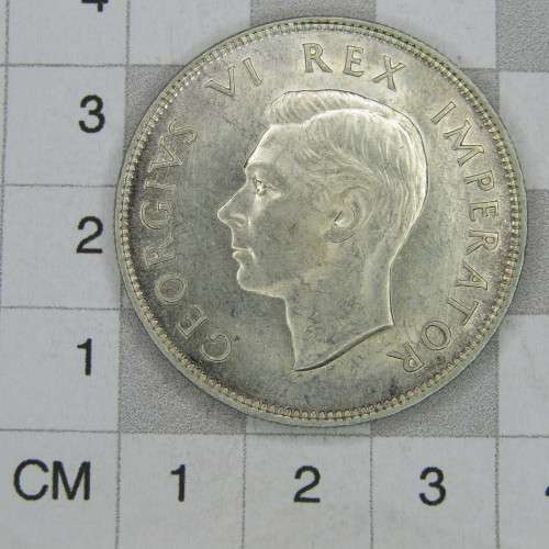 1941 SA Union half crown - AU+ - Bad strike on wildebeest reverse
