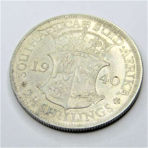 1940 SA Union half crown -  with badly cracked die reverse - AU